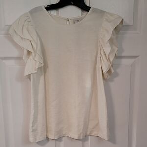 a new day Cream Ruffle Sleeve Blouse